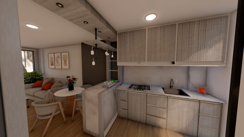 Cocina de casa en venta, Conjunto residencial Albizia - Rosaleda del Puerto 